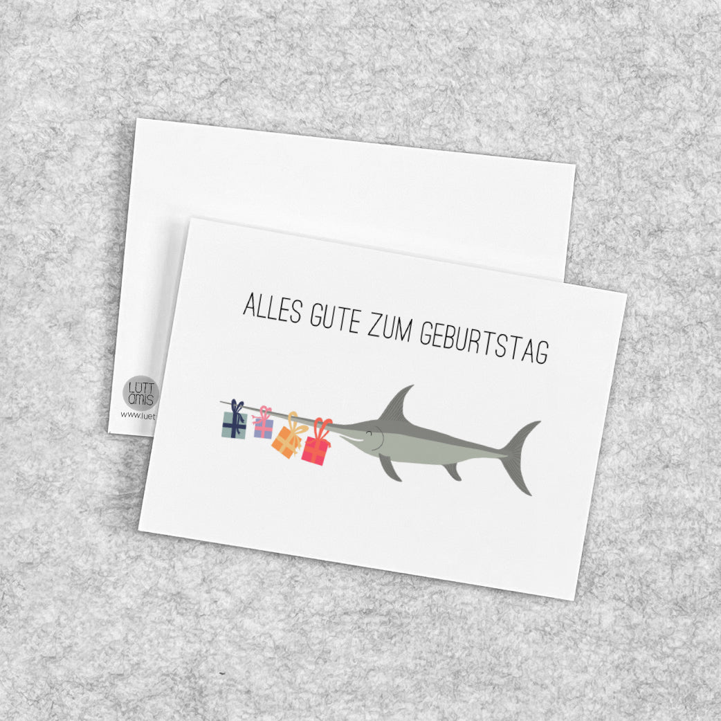 Alles Gute zum Geburtstag“ Grußkarte – Schwertfisch