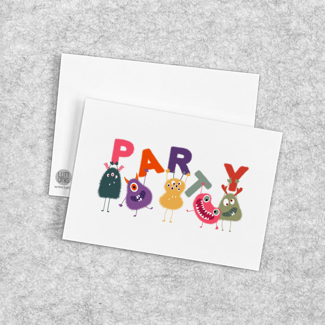 Party-Time mit den Monsterfreunden – Grußkarte